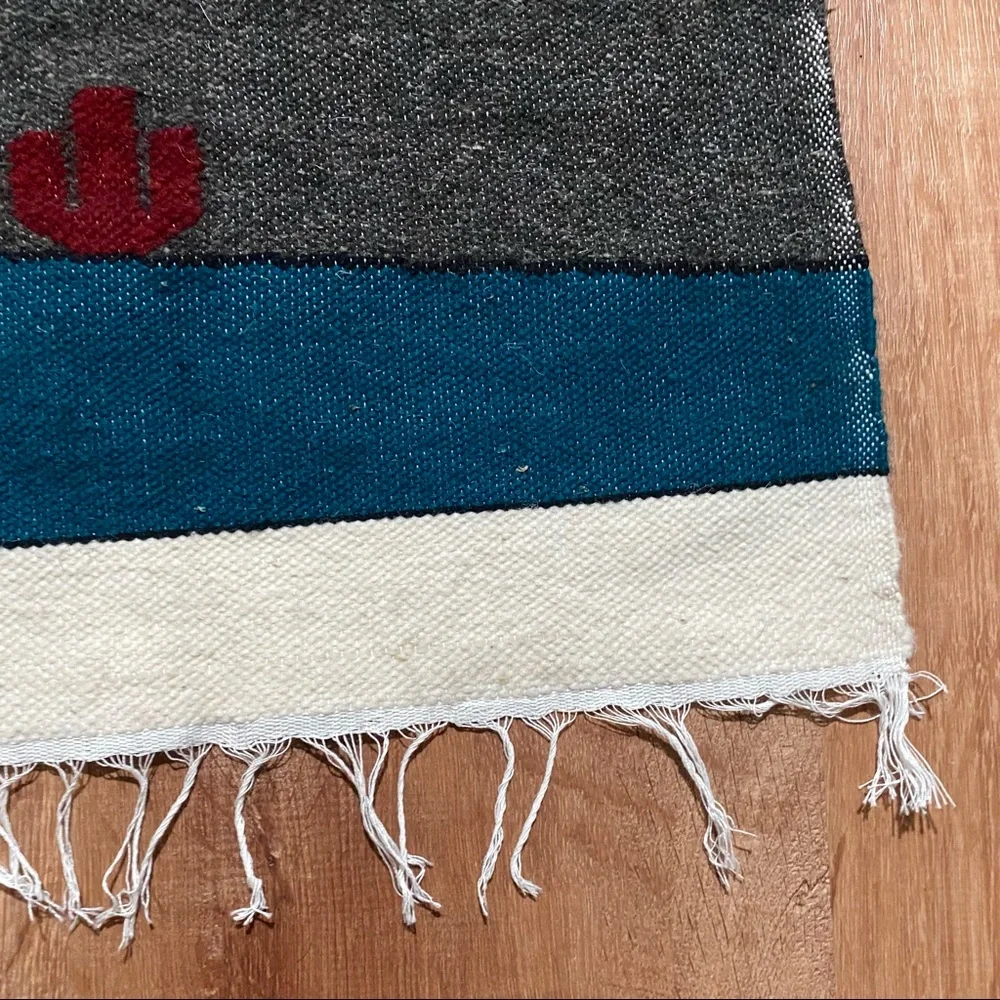 Vintage Blue Green Brown Mountain Village Tapestry